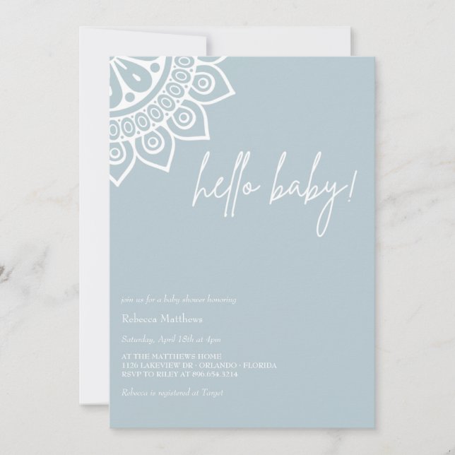 Dusty Blue | Minimalist Boho | Baby Boy Shower  Invitation (Front)