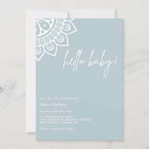 Dusty Blue   Minimalist Boho   Baby Boy Shower  Invitation