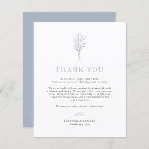 Dusty Blue Minimalist Botanicals Wedding Thank You