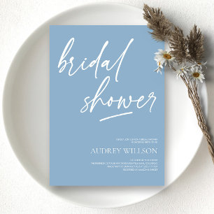 Dusty Blue Minimalist Bridal Shower Invitation
