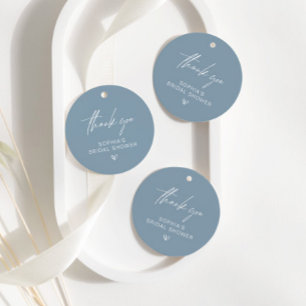 Dusty Blue Minimalist Bridal Shower Thank You Classic Round Sticker