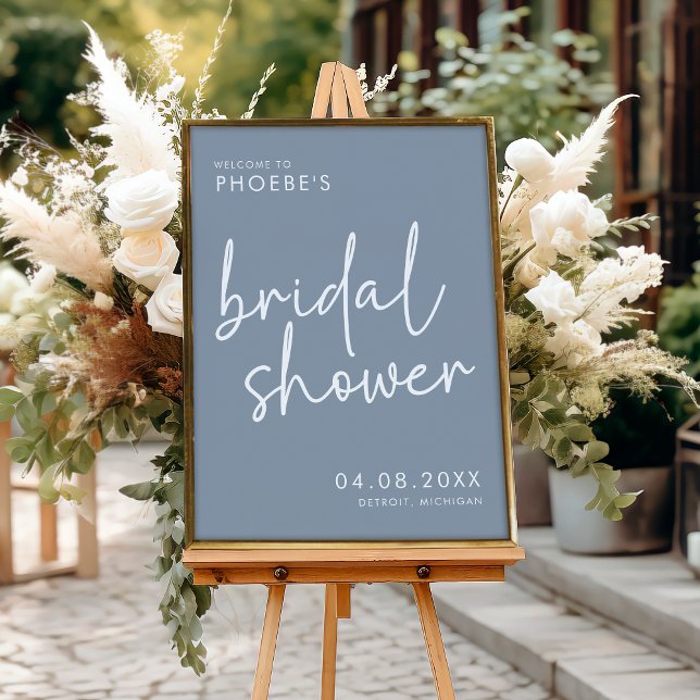 Dusty Blue Minimalist Bridal Shower Welcome Poster (Creator Uploaded)