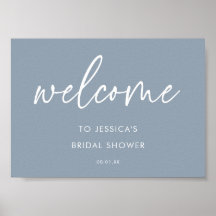Dusty Blue Minimalist Bridal Shower Welcome Sign