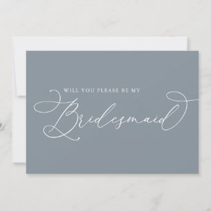Dusty Blue Minimalist Bridesmaid Proposal Card