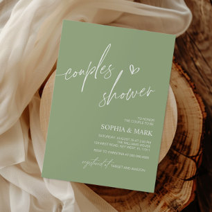 Dusty Blue Minimalist Couples Shower Invitation
