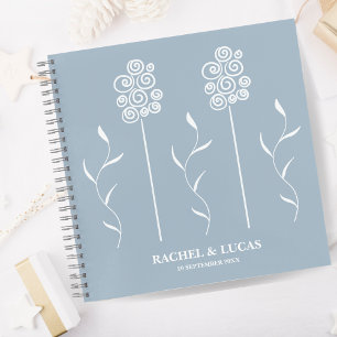 Dusty Blue Minimalist Curly Floral Notebook