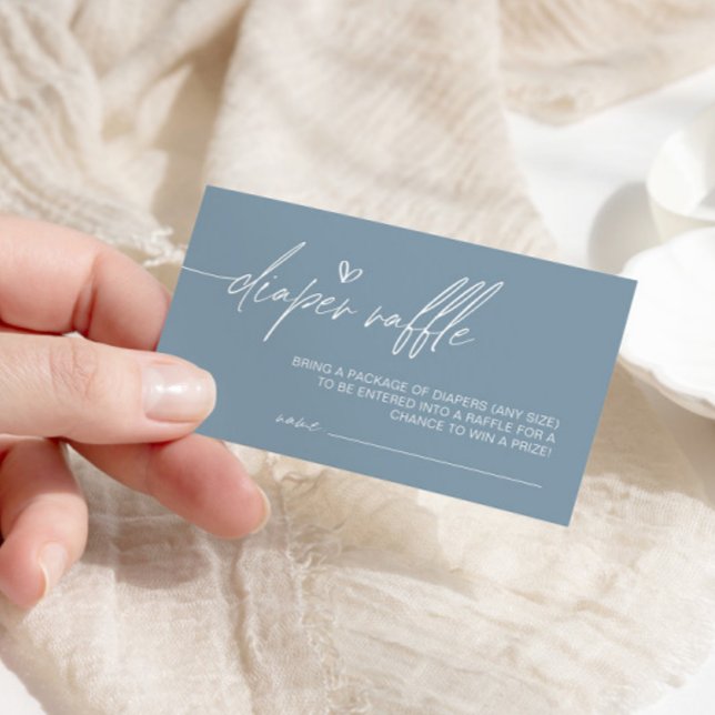 Dusty Blue Minimalist Diaper Raffle Enclosure Card (Creator Uploaded)