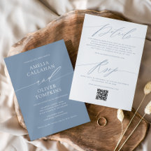 Dusty Blue Minimalist Double-Sided Wedding