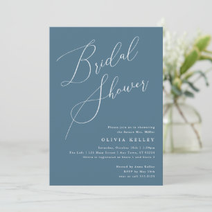 Dusty Blue Minimalist Elegant Bridal Shower Invitation