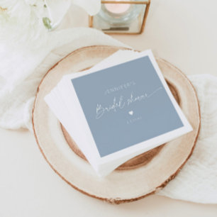 Dusty blue minimalist elegant calligraphy bridal napkin