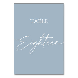 Dusty blue minimalist elegant Eighteen Table Number