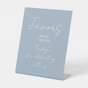 Dusty Blue Minimalist Elegant Script Favours Pedestal Sign