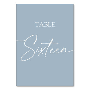 Dusty blue minimalist elegant Sixteen Table Number