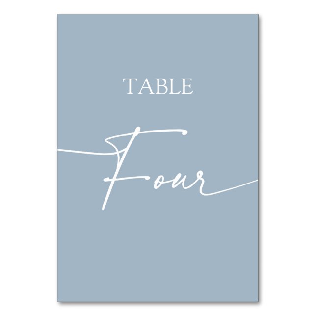 Dusty blue minimalist elegant table four number (Front)