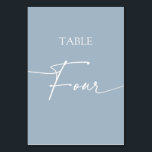 Dusty blue minimalist elegant table four table number<br><div class="desc">Dusty blue minimalist elegant table four Table Number
Matching items available.</div>