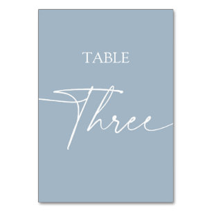 Dusty blue minimalist elegant table three number
