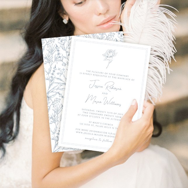 Dusty blue minimalist French wedding invitation (Creator Uploaded)