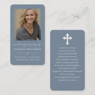 Dusty Blue Minimalist Memorial Photo Card