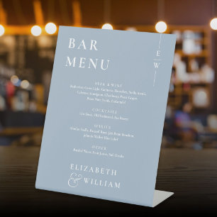 Dusty Blue Minimalist Modern Bar Menu Pedestal Sign