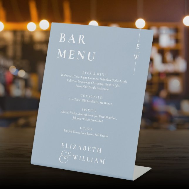 Dusty Blue Minimalist Modern Bar Menu Pedestal Sign (Dusty Blue Minimalist Modern Bar Menu Pedestal Sign)