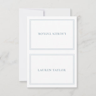 Dusty Blue Minimalist Modern Custom Place Cards