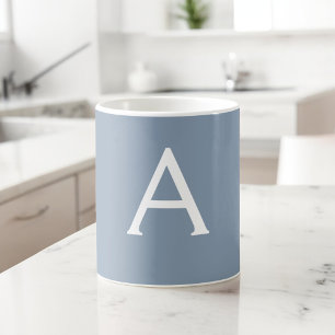 Dusty Blue Minimalist Modern Monogram Elegant  Coffee Mug