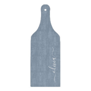 Dusty Blue Minimalist Modern Monogram Elegant Cutting Board