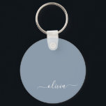 Dusty Blue Minimalist Modern Monogram Elegant  Key Ring<br><div class="desc">Introducing our Dusty Blue Minimalist Modern Monogram Elegant Collection: Elevate your style with understated sophistication and timeless charm. Our collection features minimalist designs in a soothing dusty blue hue, enhanced with elegant monograms tailored to your personal taste. From refined stationery to versatile accessories, each piece in our collection is meticulously...</div>