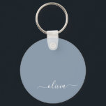 Dusty Blue Minimalist Modern Monogram Elegant  Key Ring<br><div class="desc">Introducing our Dusty Blue Minimalist Modern Monogram Elegant Collection: Elevate your style with understated sophistication and timeless charm. Our collection features minimalist designs in a soothing dusty blue hue, enhanced with elegant monograms tailored to your personal taste. From refined stationery to versatile accessories, each piece in our collection is meticulously...</div>