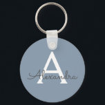 Dusty Blue Minimalist Modern Monogram Elegant  Key Ring<br><div class="desc">Introducing our Dusty Blue Minimalist Modern Monogram Elegant Collection: Elevate your style with understated sophistication and timeless charm. Our collection features minimalist designs in a soothing dusty blue hue, enhanced with elegant monograms tailored to your personal taste. From refined stationery to versatile accessories, each piece in our collection is meticulously...</div>