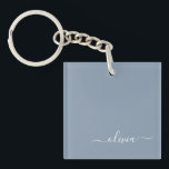 Dusty Blue Minimalist Modern Monogram Elegant  Key Ring<br><div class="desc">Introducing our Dusty Blue Minimalist Modern Monogram Elegant Collection: Elevate your style with understated sophistication and timeless charm. Our collection features minimalist designs in a soothing dusty blue hue, enhanced with elegant monograms tailored to your personal taste. From refined stationery to versatile accessories, each piece in our collection is meticulously...</div>