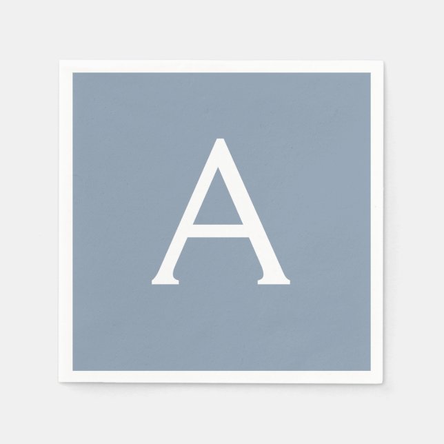 Dusty Blue Minimalist Modern Monogram Elegant  Napkin (Front)