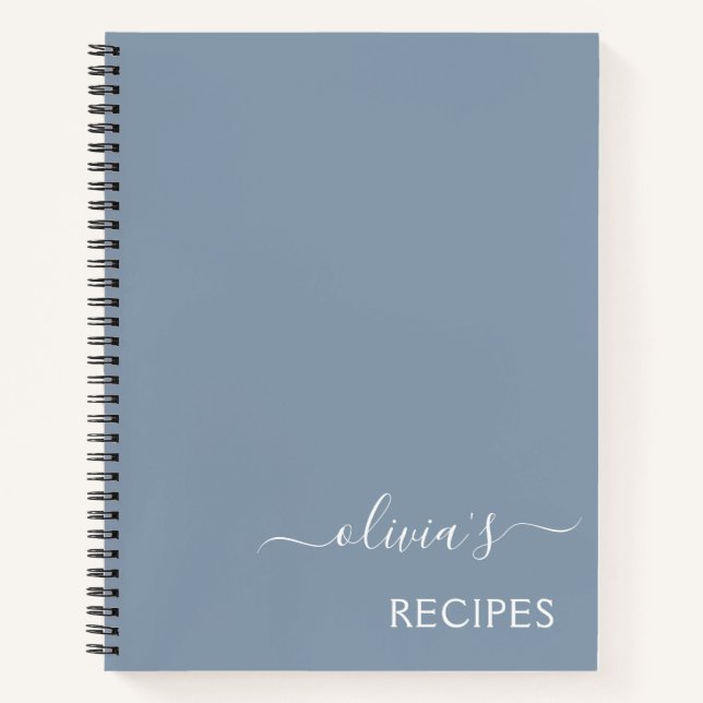 Dusty Blue Minimalist Modern Monogram Elegant Notebook (Front)