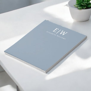 Dusty Blue Minimalist Modern Monogram Elegant Notepad