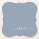 Dusty Blue Minimalist Modern Monogram Elegant  Paper Coaster<br><div class="desc">Introducing our Dusty Blue Minimalist Modern Monogram Elegant Collection: Elevate your style with understated sophistication and timeless charm. Our collection features minimalist designs in a soothing dusty blue hue, enhanced with elegant monograms tailored to your personal taste. From refined stationery to versatile accessories, each piece in our collection is meticulously...</div>