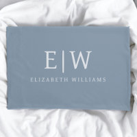 Dusty Blue Minimalist Modern Monogram Elegant