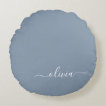 Dusty Blue Minimalist Modern Monogram Elegant  Round Cushion<br><div class="desc">Introducing our Dusty Blue Minimalist Modern Monogram Elegant Collection: Elevate your style with understated sophistication and timeless charm. Our collection features minimalist designs in a soothing dusty blue hue, enhanced with elegant monograms tailored to your personal taste. From refined stationery to versatile accessories, each piece in our collection is meticulously...</div>