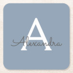 Dusty Blue Minimalist Modern Monogram Elegant  Square Paper Coaster<br><div class="desc">Introducing our Dusty Blue Minimalist Modern Monogram Elegant Collection: Elevate your style with understated sophistication and timeless charm. Our collection features minimalist designs in a soothing dusty blue hue, enhanced with elegant monograms tailored to your personal taste. From refined stationery to versatile accessories, each piece in our collection is meticulously...</div>
