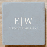 Dusty Blue Minimalist Modern Monogram Elegant