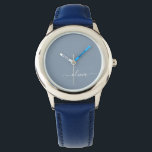 Dusty Blue Minimalist Modern Monogram Elegant  Watch<br><div class="desc">Introducing our Dusty Blue Minimalist Modern Monogram Elegant Collection: Elevate your style with understated sophistication and timeless charm. Our collection features minimalist designs in a soothing dusty blue hue, enhanced with elegant monograms tailored to your personal taste. From refined stationery to versatile accessories, each piece in our collection is meticulously...</div>