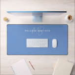Dusty Blue Minimalist Monogram Desk Mat<br><div class="desc">Dusty Blue Minimalist Monogram Desk Mat in script and simple font.</div>