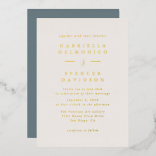 Dusty Blue Minimalist Romantic Wedding Gold