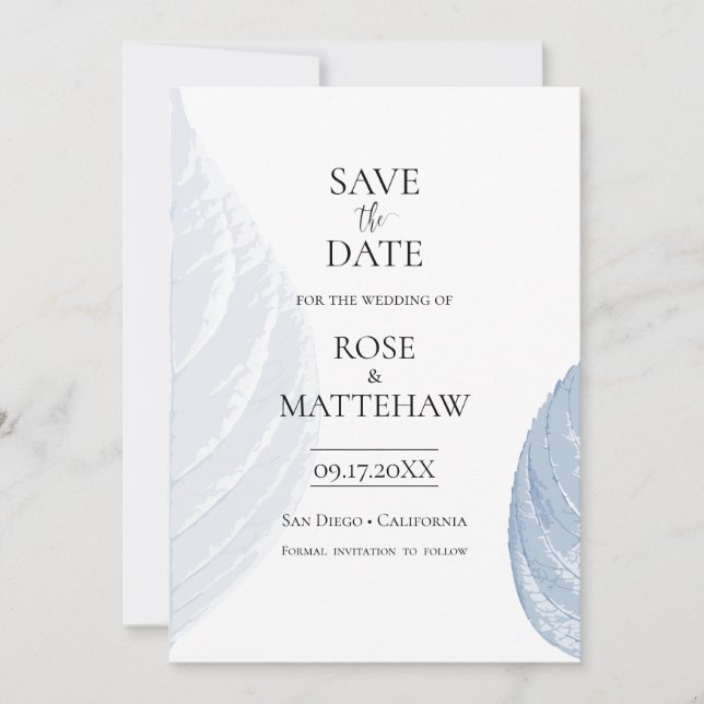 Dusty blue Minimalist Save The Date Invitation (Front)
