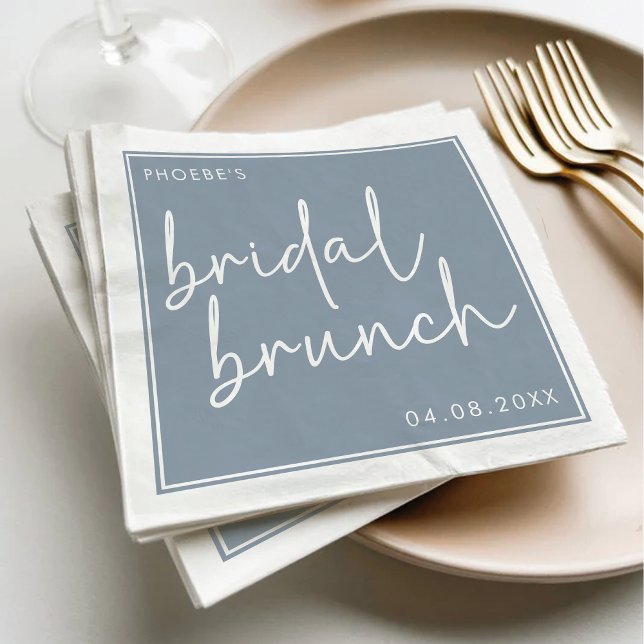 Dusty Blue Minimalist Script Bridal Brunch Napkin (Creator Uploaded)