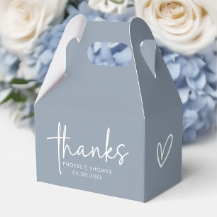Dusty Blue Minimalist Script Bridal Shower Gable Favour Box