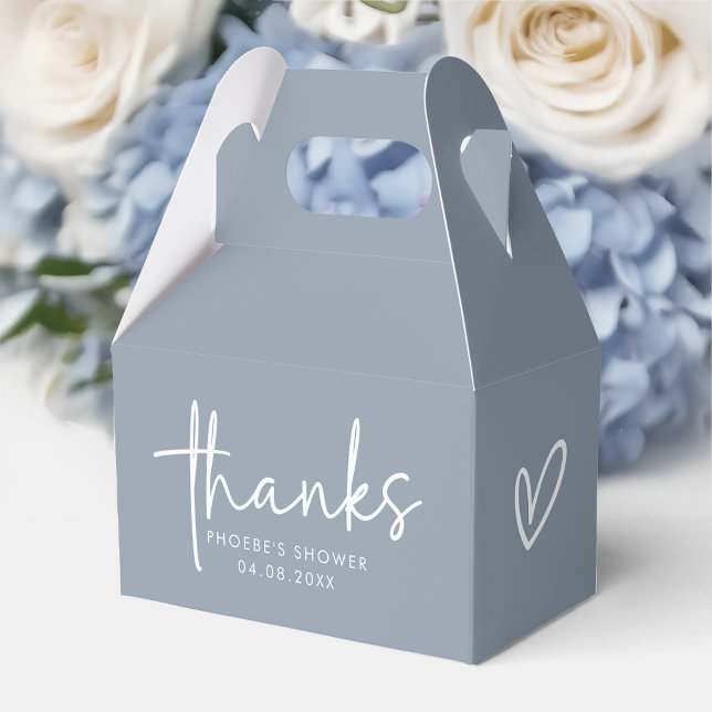 Dusty Blue Minimalist Script Bridal Shower Gable Favour Box (Creator Uploaded)