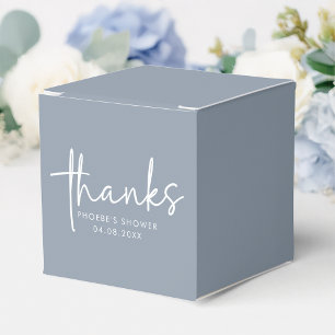 Dusty Blue Minimalist Script Bridal Shower Square Favour Box