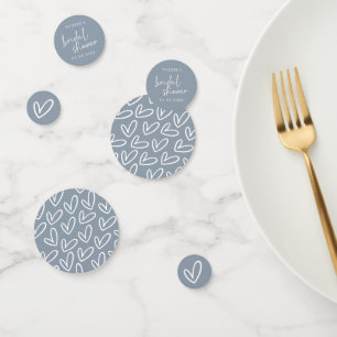 Dusty Blue Minimalist Script & Heart Bridal Shower Confetti