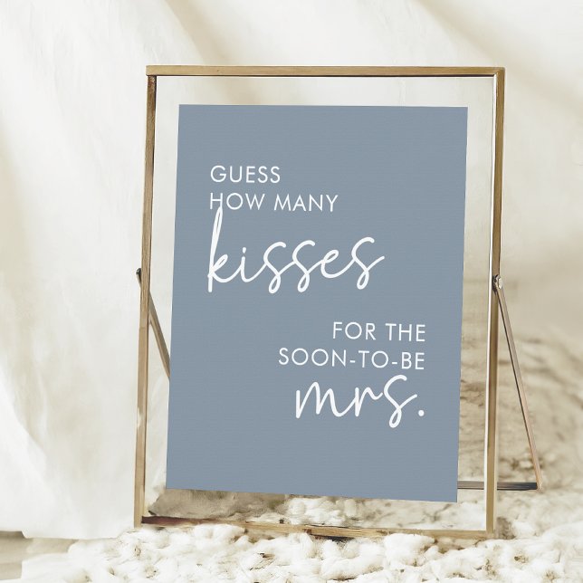 Dusty Blue Minimalist Script How Many Kisses Game Poster (Creator Uploaded)