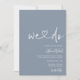 Dusty Blue Minimalist Script Modern Wedding Invitation